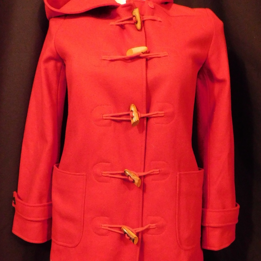 J. Crew Woman's Red Wool Blend Car Coat Jacket